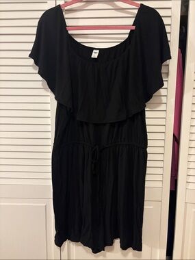 Old Navy Black Flutter-Sleeve Romper Drawstring-Waist
